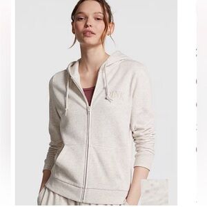 NEW EVERDAY FULL ZIP HOODIE SET IN HEATHER OATMEAL BOTH SIZE LARGE